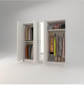 Resim Kenzlife gardırop 5 kapaklı kapılı 200 lilyum byz aynalı gardolap dolap 