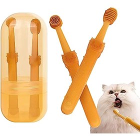 Resim 2 adet Küçük Köpek ve Kedi Diş Fırçası Seti Depolama Kutusu ile - Yumuşak Silikon Fırçalar, Pet Diş Taraması için Dil Temizleyici | Kullanımı Kolay, Küçük Irklar için Derin Temizlik, Diş Bakımı | Pet Diş Fırçası | Dayanıklı Pet Malzemeleri, Pil Olmadan 