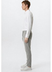 Resim Altınyıldız Classıcs Erkek Acık Grı Slim Fit Dar Kesim Beli Bağlamalı Yan Cepli Casual Jogger Pantolon Açık Gri 
