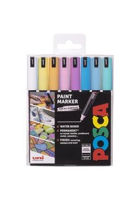 Resim Uni Posca PC-1MR 0.7 Su Bazlı Boyama Markörü Seti 8 Renk Pastel 