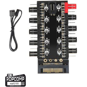 Resim Ropcomp 10 Port Fan Power Hub SATA Güçlü PWM Switch Çoklayıcı 