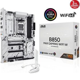 Resim Asus B850 Max Gamıng Wıfı W, 4xddr5, 3x M2, Hdmı, Dp, Type-c, Wi-fi 6e, Bluetooth V5.3, Am5 Soket Gamıng Beyaz Anakart 
