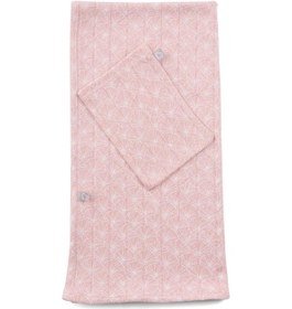 Resim Çift Katlı Müslin Örtü Ve Kese Seti 100X100 Cm Pembe Yapraklar - Pembe 