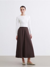 Resim LC Waikiki TexX Store Kalitesi Beli Lastikli Poplin Kloş Etek 