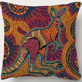 Resim Super Yumuşak Kısa Peluş 45.72x45.72 cm Atma Yastık Kılıfı, Avustralya Aborijin Sanatı Çift Taraflı Baskı, Fermuarlı Kapatma, Makinede Yıkanabilir, Koltuk, Oturma Odası, Yatak Odası İçin İdeal - İçlik Dahil Değil, Ev Dekorasyonu, SLDUSYEC4461 
