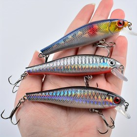 Resim Yüzen Sert Minnow Balıkçılık Yemi, 6Cm/2.3In, 3.9G/0.13Oz, ABS Malzemesi, Bass, Sazan, Kerevit, Trolling, Wobbler Balıkçılık Malzemesi, Çoklu Türler İçin Uyumlu 