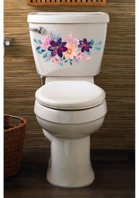 Resim Pembe Mor Çiçekler Klozet Kapağı Ve Banyo Sticker 