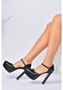 Resim Fox Shoes Siyah/Siyah Platform Kalın Yüksek Topuklu Kadın Ayakkab 