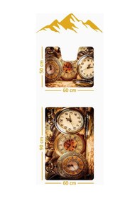 Resim Modern Desenli Dijital Baskı 3 Lü Banyo Paspas Takımı Yıkanabilir Kaymaz Tabanlı Klozet Takımı Klz0063 Renkli 