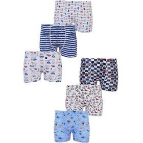 Resim Tutku 6Lı Erkek Çocuk Renkli Boxer Desenli Baskılı Pamuklu Rahat 