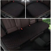 Resim Linens Dokulu Araba Koltuk Minderi Seti, 2 Taban ve 1 Arka Üç Kişilik ile 3 Parça Set - Nefes Alabilen Keten Doku Kumaş, Evrensel Tip, Yelpaze Desen Tasarımı, Geliştirilmiş Konfor, Kolay Kurulum, Dört Mevsim Araç Koltuğu Koruma, Çeşitli Küçük Sedanlar SUV'lar Kamyonlar için Uygun 