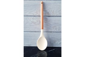 Resim ÖzSa Home 6 Parça Silikon Kepçe Kevgir Kaşık Çırpıcı Bambu Saplı Mutfak Servis Seti Takımı 