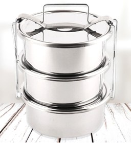 Resim abnturk Paslanmaz Çelik 3lü Sefer Tası 1.5lt 2-3 Kişilik Yemek Taşıma Kabı 500ml X3 Isıtılabilir %100 Metal 