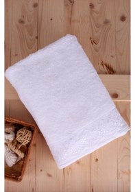 Resim Baveno Bambu Güpürlü 76X137 Banyo Havlusu-Beyaz 