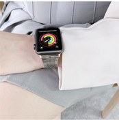 Resim Sones iOS Uyumlu Watch Serisi Çift Hatlı Çelik Saat Kordonu 9-8-7 41mm / Se 3-se 2-6-se-5-4 40mm / 3-2-1 38mm 