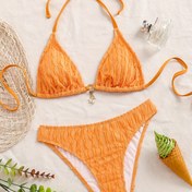 Resim Kadınlar İçin Yazlık Turuncu Taşlı İnci Bikini Takımı 