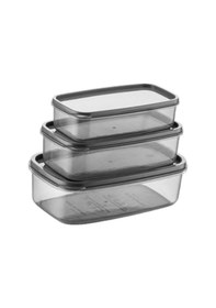 Resim Oval 3 Parça Hava Almaz Sızdırmaz Saklama Kabı Seti Füme 300/500/800 Ml Füme 