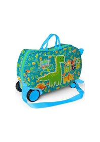 Resim Coral High Kids Mavi Yeşil Dinozor Desenli Otur-çek Çocuk Valizi 16361 Çok Renkli 
