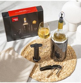 Resim Vacu Vin Premium Şarap Seti 4 Parça Hediye Kutulu - Siyah 