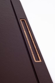 Resim Deri Kapaklı Masa Sümeni Kahve Ahşap Detaylı 50x35cm 