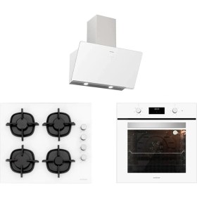 Resim Silverline BO6502W02- CS5343W01 - 3457 Soho Beyaz Cam Ankastre Set 60 cm 4 Gözlü Ocak ve Fırın ile Kolay Temizlenebilir Yüzey 