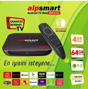 Resim Alpsmart 4k 4 Gb Ram 64 Gb Hafıza Sesli Akıllı Kumandalı Ethernet Girişli Wifi+hdmı İp Tv Box 