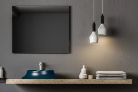 Resim Pearl Volcano Matt Rain Blue Solid Lavabo Mavi 