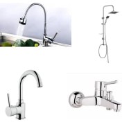 Resim ARÇE Delta Spiralli Evye + Lavabo + Banyo Bataryası + Robot Duş Takımı 