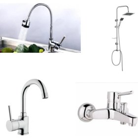 Resim ARÇE Delta Spiralli Evye + Lavabo + Banyo Bataryası + Robot Duş Takımı 