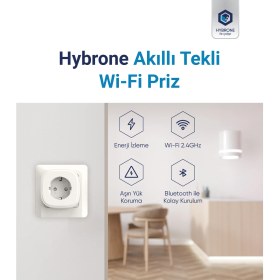 Resim Hybrone Akım Korumalı Wi-Fi Akıllı Priz 16 Amper Enerji İzleme Çocuk Kilidi Uygulama ile Uzaktan Kontrol 