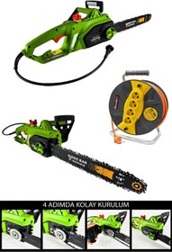 Resim Millian 4200 W Elektrikli Zincirli Hızar Ağaç Odun Kesme Budama Testeresi + 50 Metre Seyyar Makara Kablo 