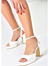 Resim Fox Shoes Beyaz Kalın Platform Topuklu Kadın Ayakkabı M570345609 Beyaz 