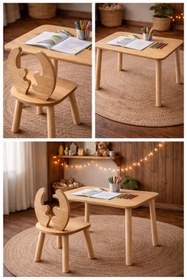 Resim Adenwoodart Montessori Aktivite Çocuk Oyun Masa Sandalyesi Boyama Ve Etkinlik Masa 1 Masa 1 Sandalye 