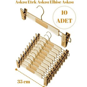 Resim Pantolon Etek Askısı Plastik Gold Kaplama 10 Adet Diğer 