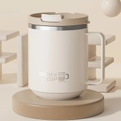 Resim 500ml Çelikten Yapılmış Çift Duvarlı İzole Kahve Kupası Sızdırmaz Kapak ve Ergonomik Sap ile - Görsel Olarak Cazip Beyaz Seyahat Bardağı için Sıcak/Soğuk İçecekler, Noel, Sevgililer Günü, Anneler Günü için Mükemmel Hediye, Minimalist Kahve Kupası | Dayanıklı Çelik Bardak, Seyahat Kahve Kupası 