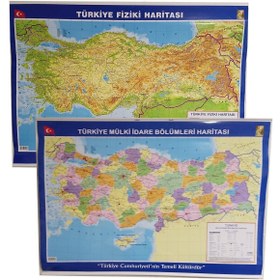 Resim Artı Türkiye Haritası Çift Taraflı Fiziki Ve Siyasi 70x100 2 Adet 