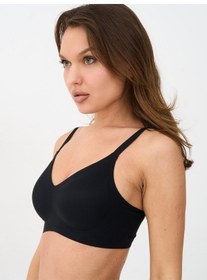 Resim Alya Underwear Kadın Lazer Kesim Dikişsiz Çıkarılabilir Pedli Hayalet Sütyen Siyah 