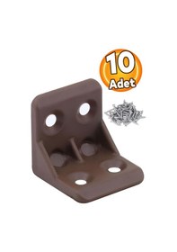 Resim Mobilya Eşya Dolap Köşebent Bağlantı Sabitleme Sabitleyici L Gönye 25x25x25 Mm Kahverengi 10 Adet Kahverengi 