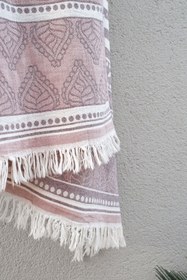 Resim Souq Jakarlı Peştemal Gül Kurusu, Taşıma Çantalı - Gül Kurusu / 90x160 