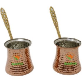 Resim Safir Bakır Cezve Seti İkili Bakır Cezve Seti Orta Boy A++ Safir 