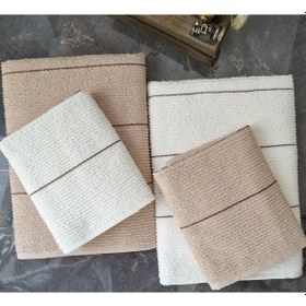 Resim Sahara 50 x 85 ve 70 x140 CM 4'lü Banyo Havlu Set Bej - Krem 