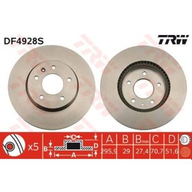 Resim TRW DF4928S FREN DİSKİ ÖN ANTARA 06- / CAPTIVA 06- HAVALI 296mm 