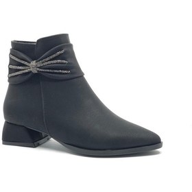 Resim Asya Kurdela Taş Detaylı Topuklu Kadın Bot Siyah 