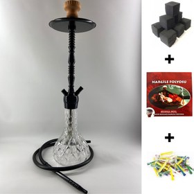 Resim Akarsu Nargile Kristal Kilitli Nargile Takımı + Kömür + Folyo + Sipsi 