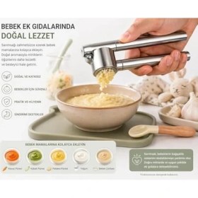 Resim Pratik Metal Sarımsak Ezici Ergonomik Saplı Güçlü Sıkım Kolay Temizlenir Dayanıklı Mutfak Tipi Sarımsak Presi Sarımsak Öğütücü Ezme Aparatı Ev ve Profesyonel Kullanıma Uygun 