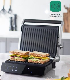 Resim Homend Grilliant 1343H Cam Yüzeyli, 5 Hazır Programlı, Led Ekranlı Konuşan Tost Makinesi 