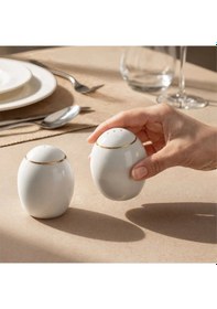 Resim Güral Porselen Bilbao Altın Fileli Biberlik Ve Tuzluk Seti 