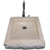 Resim Sipahi Marble Bej Mermer Dışı Patlatma Kare Lavabo 