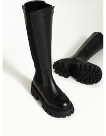 Resim Amber Kadın Siyah Kalın Tabanlı Çizme Siyah 