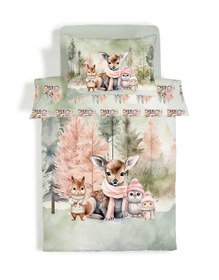 Resim Evmila Sevimli Hayvanlar Desenli Nevresim Takımı - 160x220cm Nevresim +50x70cm Yastık Kılıfı+100x200cm Çarşaf 